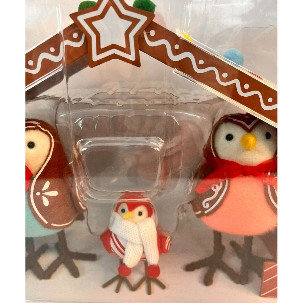 Target Wondershop‎ 4pc Featherly Friends Gingerbread Fabric Birds Set 2023 NEW